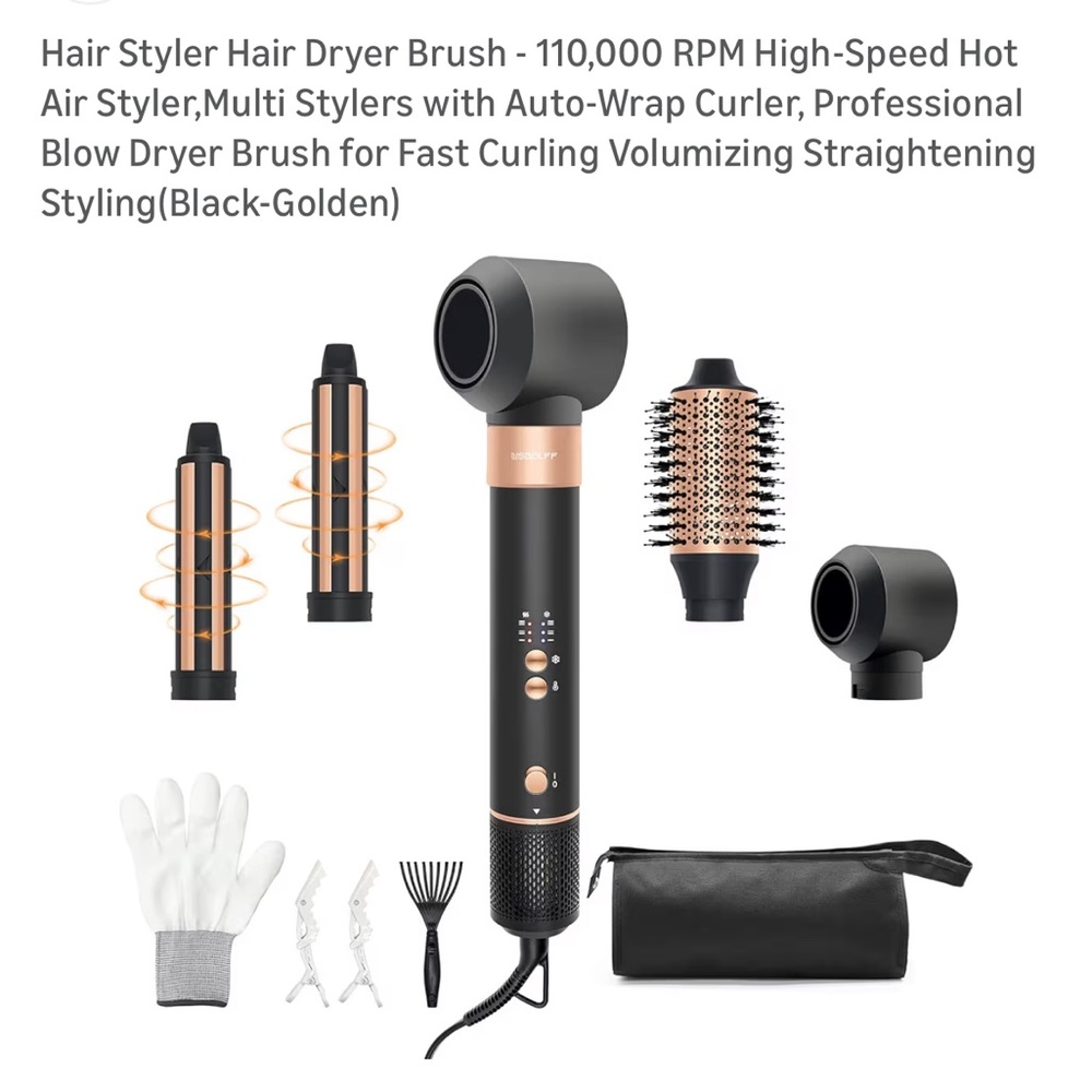 Black and Gold air brush hot styling multi tool